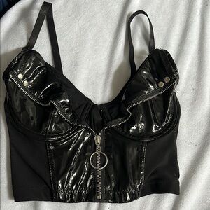 🦊Donating Soon🦊 Forever 21 Black Patent Crop Top faux leather